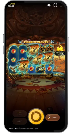 Pirates Plenty slot reels spinning with winning combination