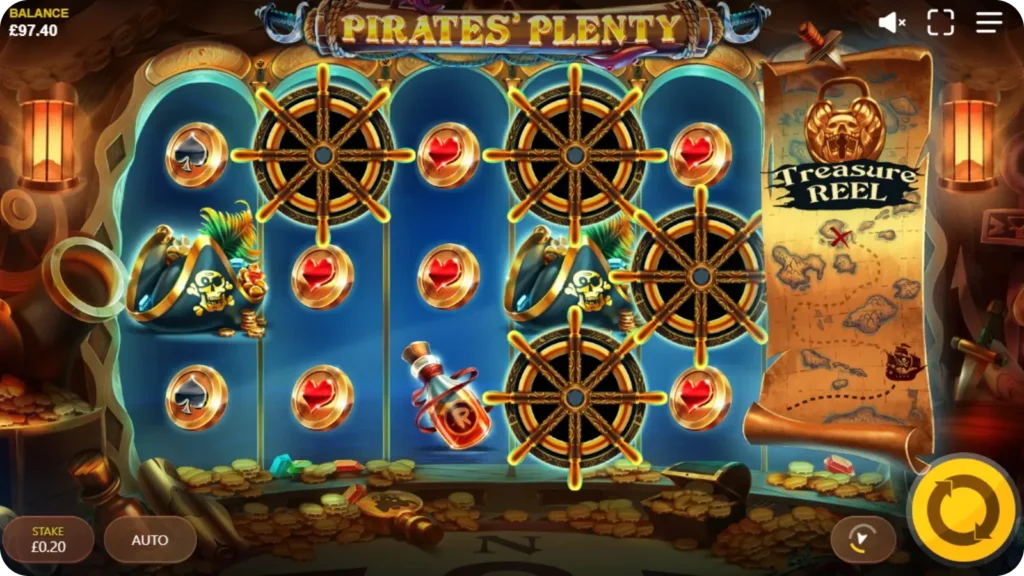 Treasure Reel feature unlocked in Pirates Plenty
