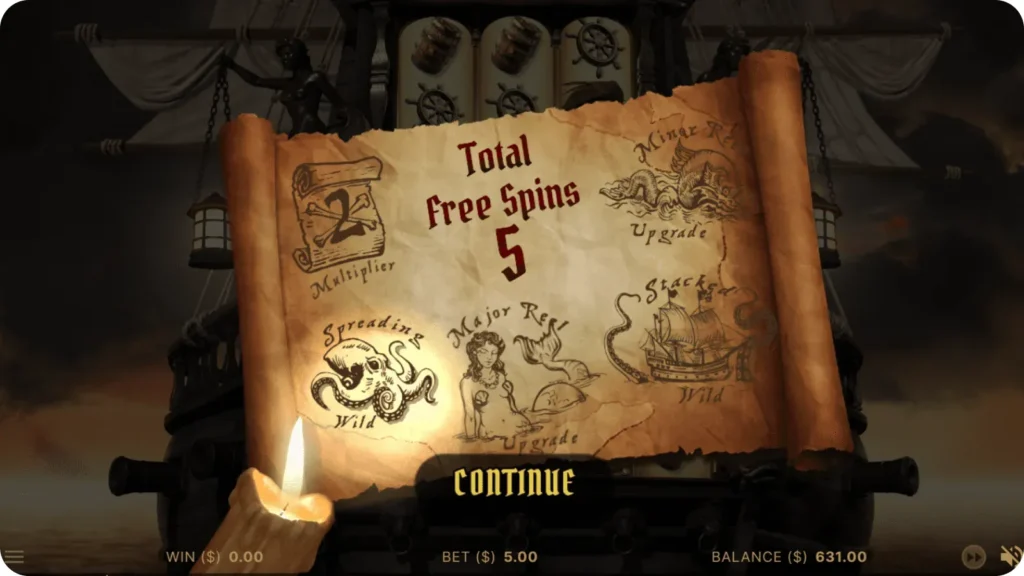 Free spins round active in Rage of the Seas slot