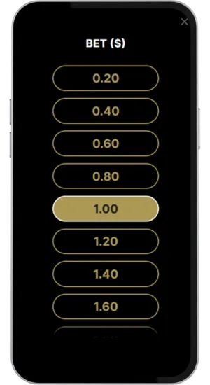 Bet adjustment panel in Rage of the Seas slot