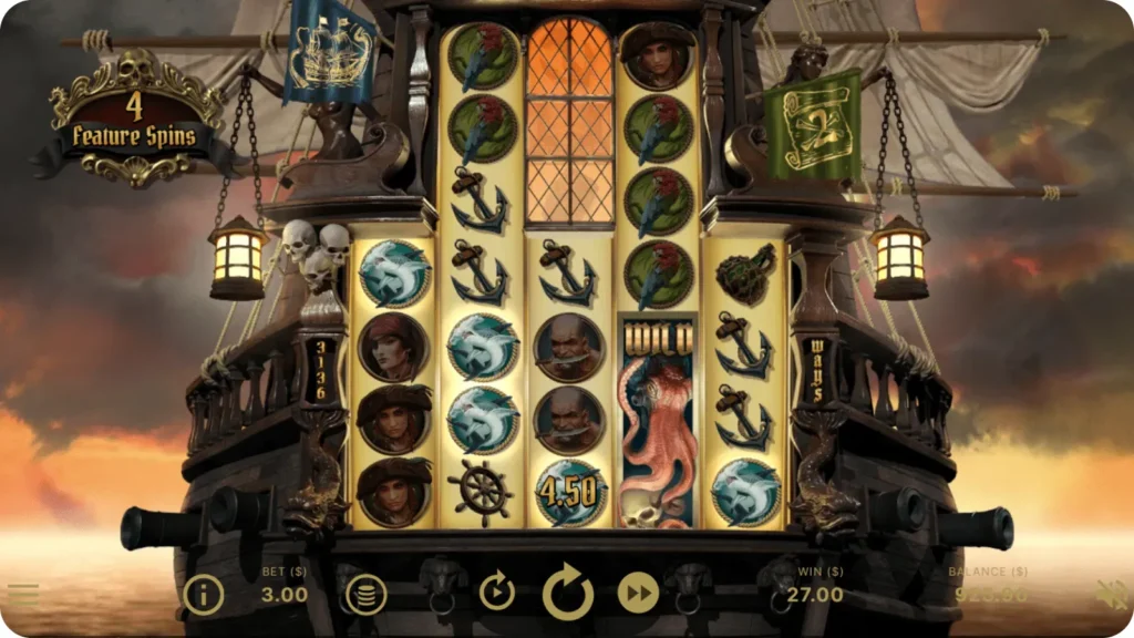 Stacked Wild filling an expanded reel in Rage of the Seas