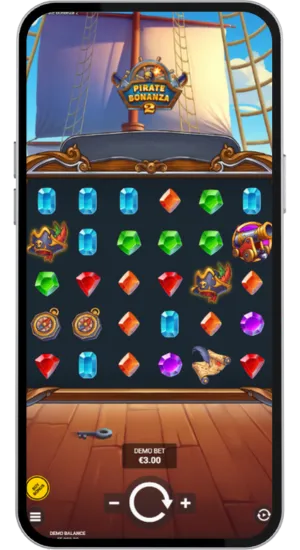 Stake adjustment panel in Pirate Bonanza 2 slot