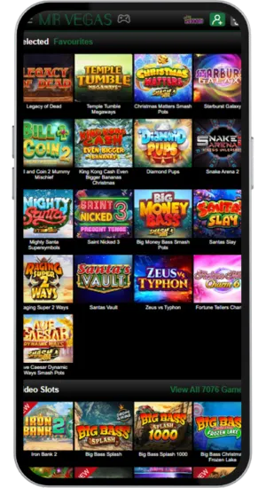 Game lobby with slots and tables at Mr Vegas