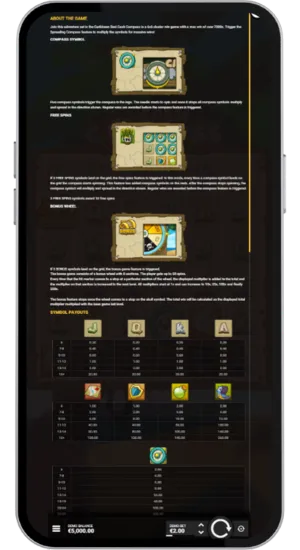 Full rules section with paytable overview