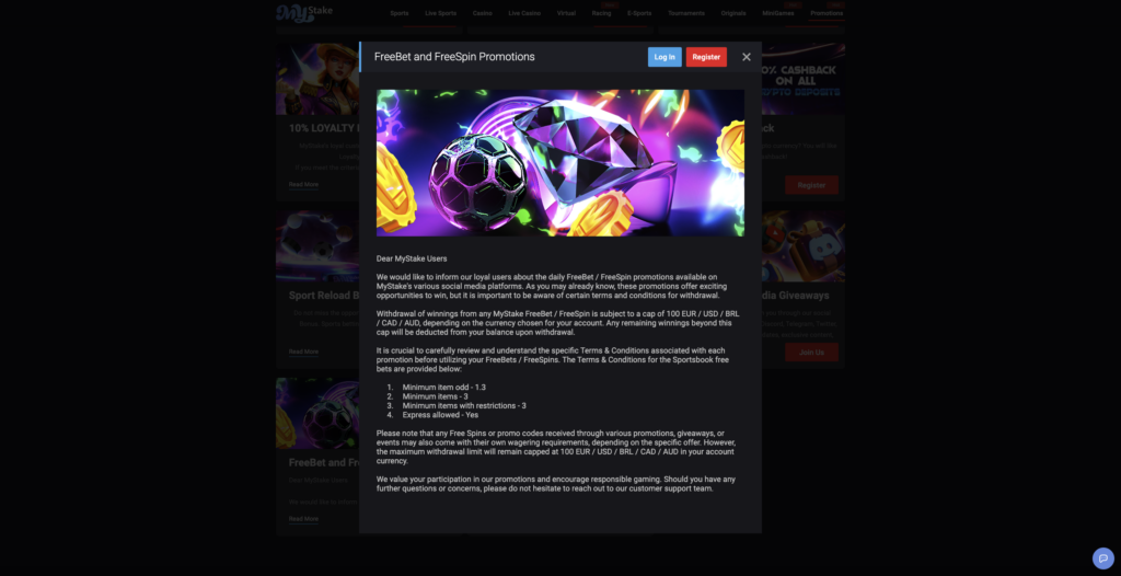 FreeBet bonus mystake