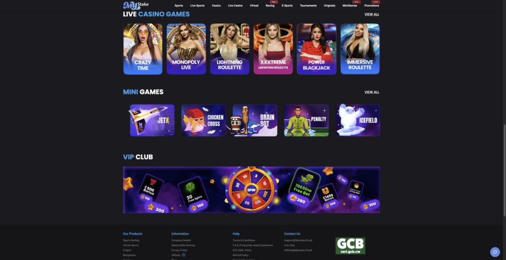 casino MyStake Design