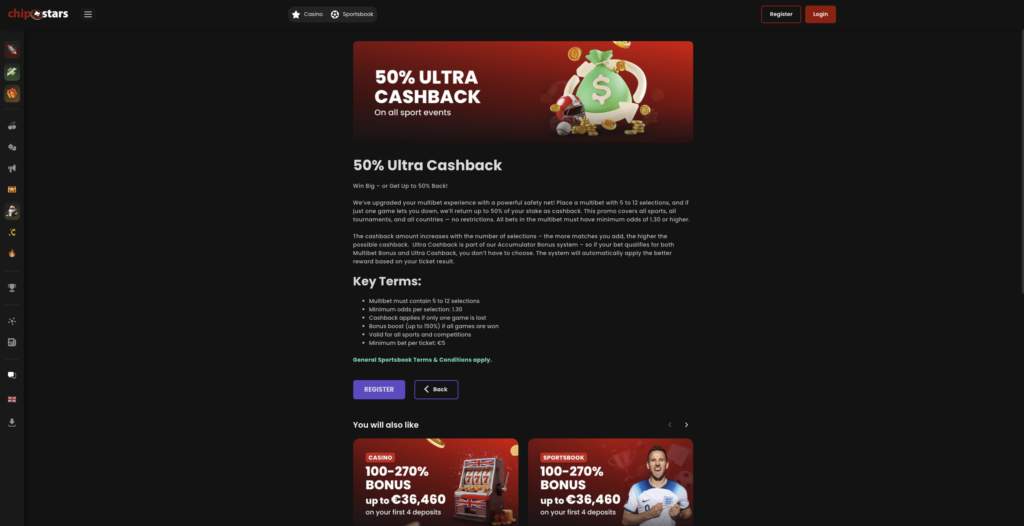 Ultra Cashback Bonus chipstars