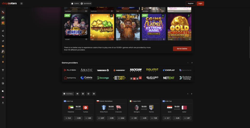 Chipstars Game Selection chipstars