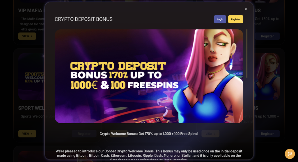 Crypto Deposit Bonus donbet
