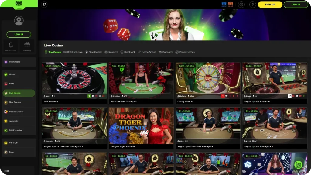 Live Dealer Games in Casino 888 Online