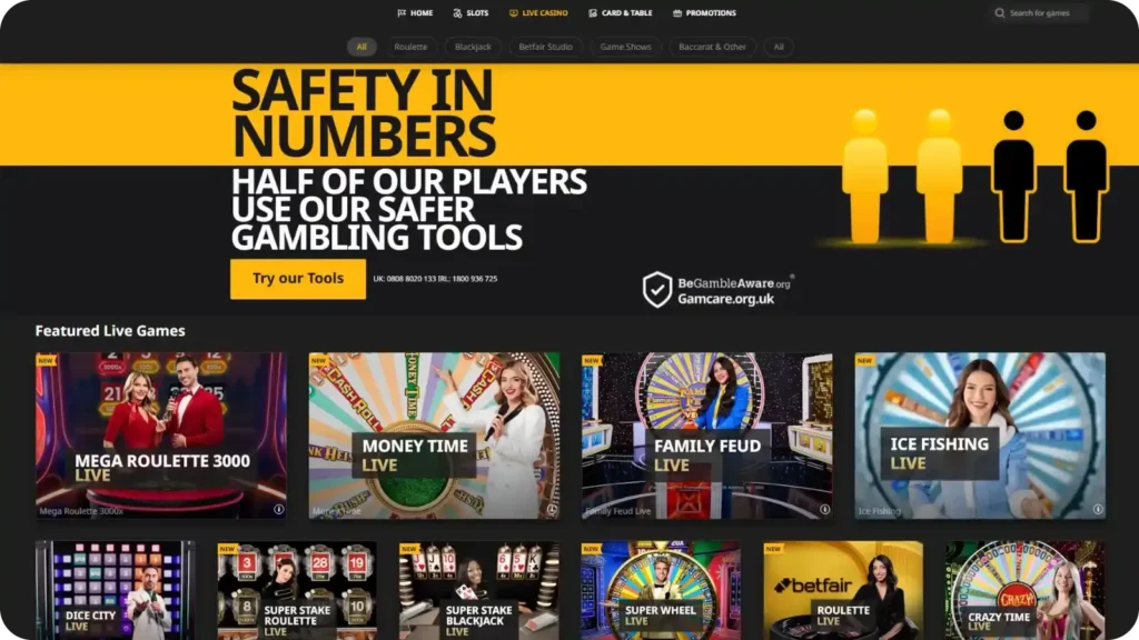 Live Dealer Games Betfair casino