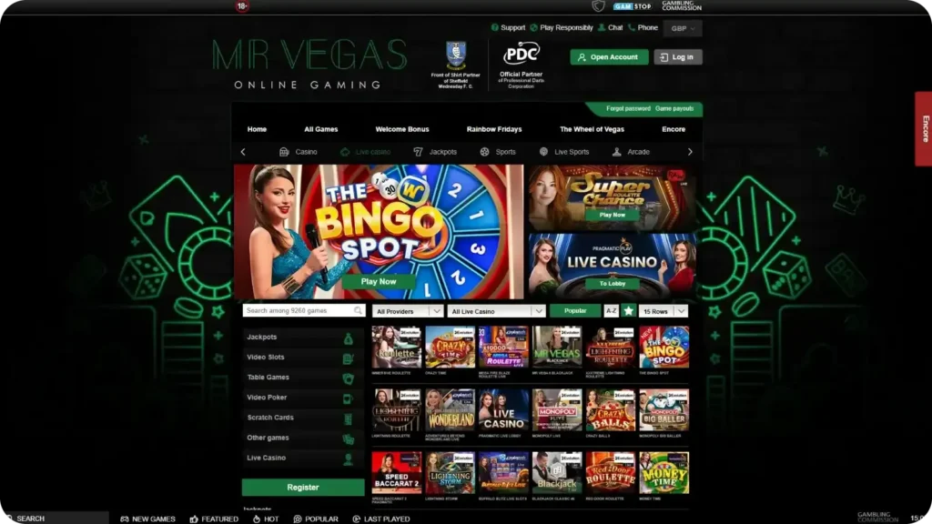 Live Dealer Games Mr Vegas Online