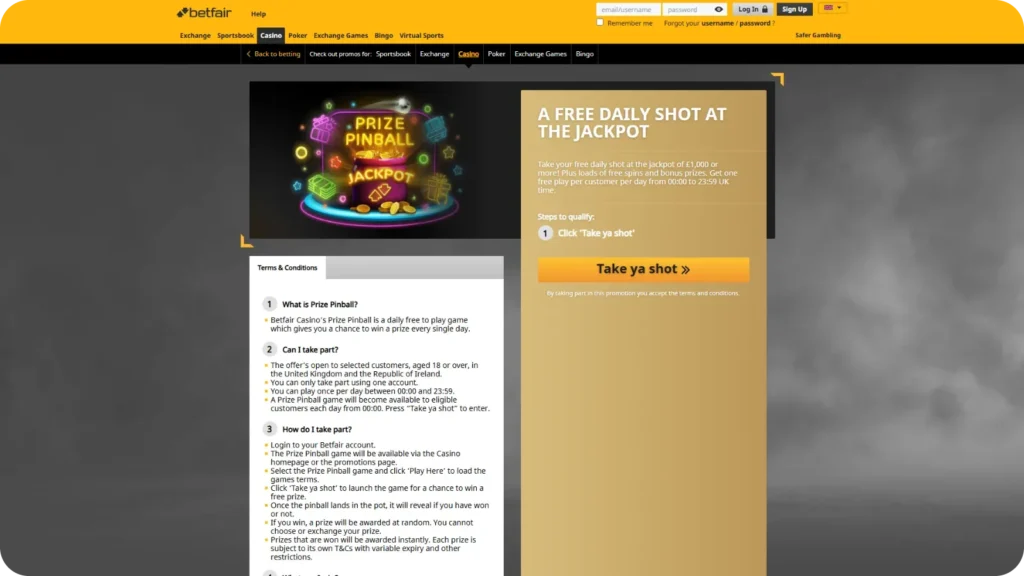 New Player Bonus in Betfair casino online