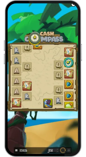 Cash Compass slot grid with winning combinations