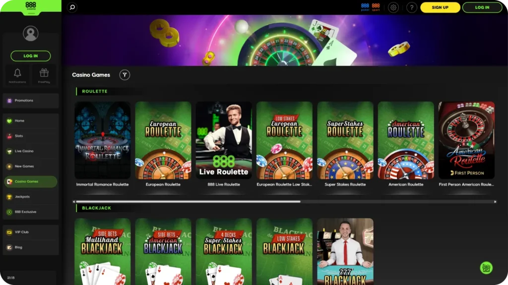 Table Games in Casino 888