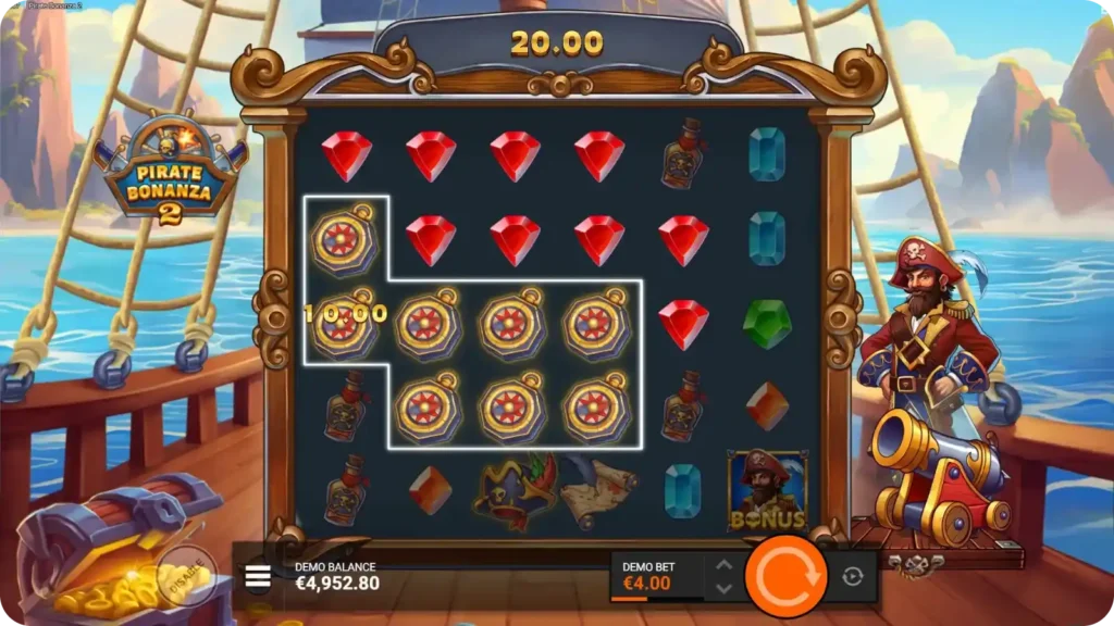 Treasure multiplier influencing multiple winning clusters