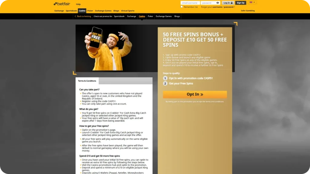 Welcome Bonuses in Betfair casino UK
